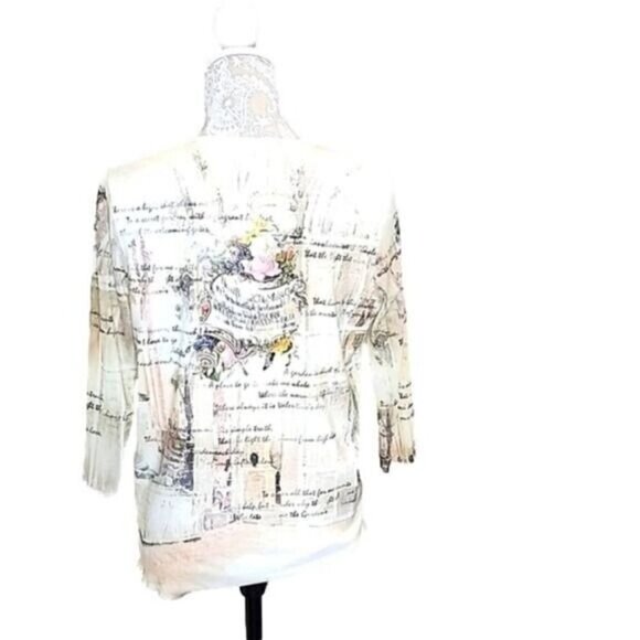 P Michael vintage Y2K 3/4 sheer leeves top W/beading Medium - Picture 6 of 7